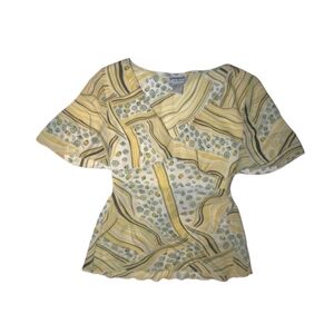 Y2K Yellow Ditsy Floral Abstract Flowy Top! 💛